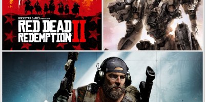 A collage of three video game cover images featuring Red Dead Redemption 2, Armored Core VI: Fires of Rubicon, and Tom Clancy's Ghost Recon: Breakpoint.