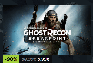 Cover art of Ghost Recon: Breakpoint featuring a battle-hardened soldier with tactical gear standing in a war-torn jungle.