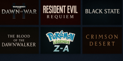 My top picks from Gamescom 2025 featuring six upcoming games: Warhammer 40,000 Dawn of War IV, Resident Evil Requiem, Black State, The Blood of the Dawnwalker, Pokémon Legends Z-A, and Crimson Desert